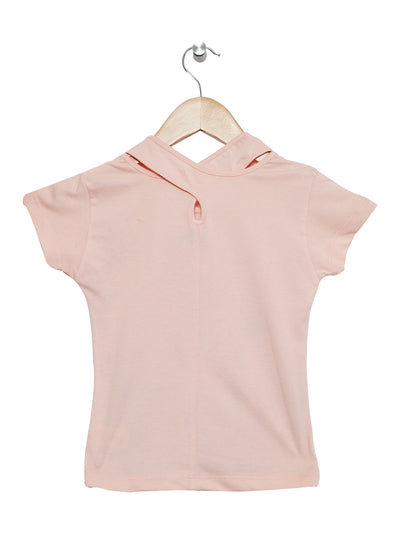 Pampolina   Girls  Half Sleeve Cat Printed Top-Peach