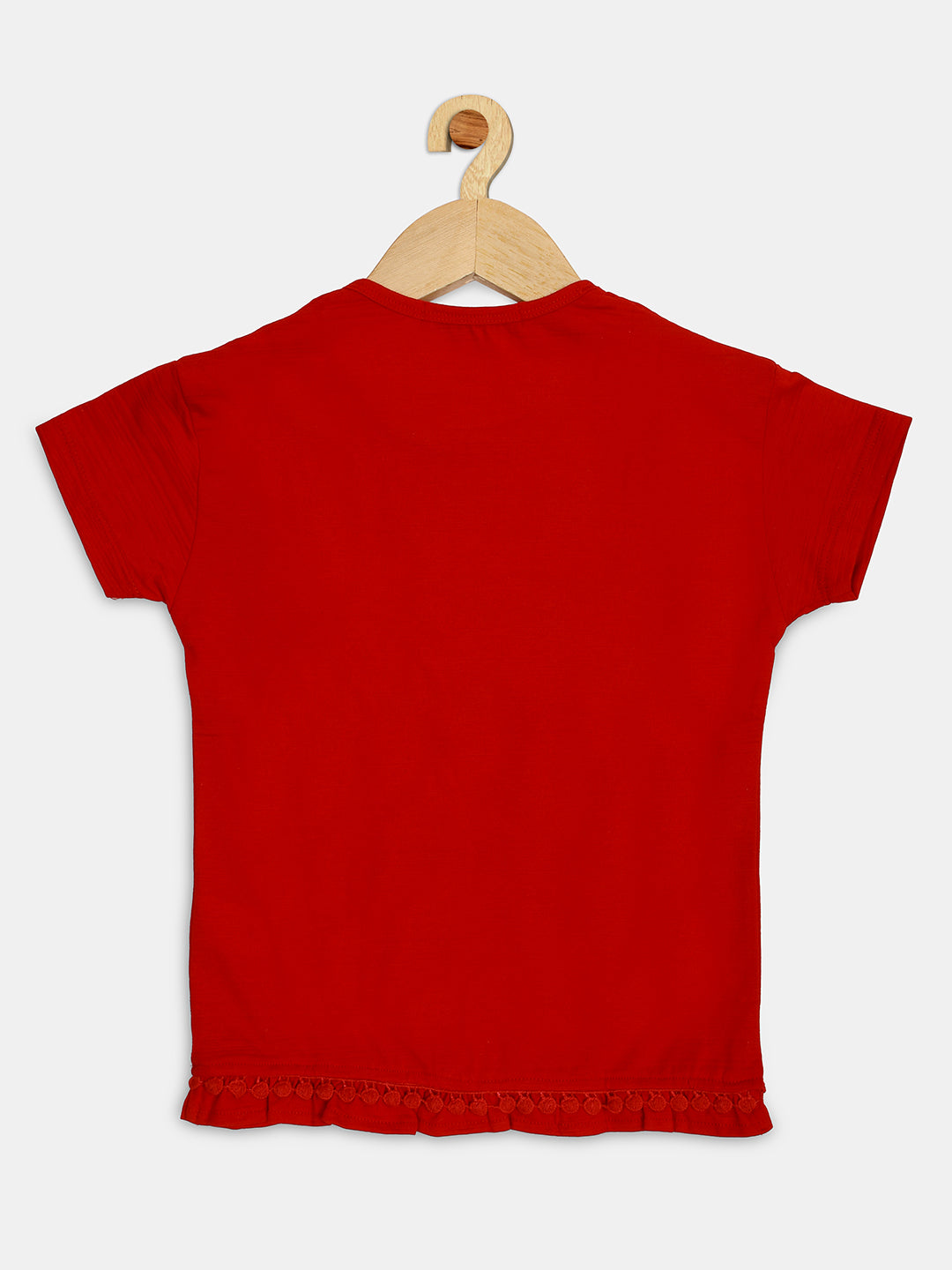 Pampolina Girls Half Sleeve Printed Top -Red
