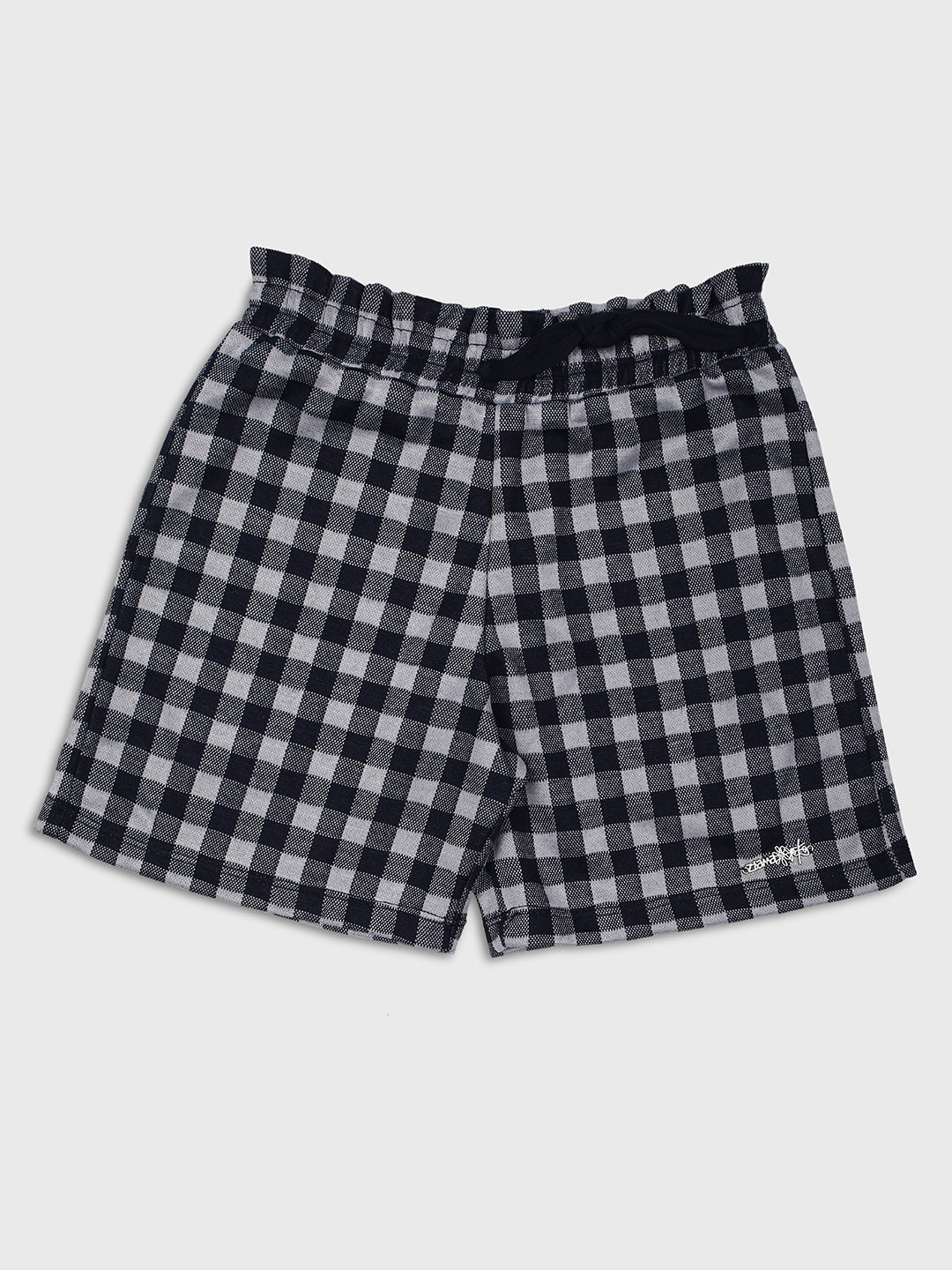 Ziama Girls Stylish Check Printed Shorts-Black