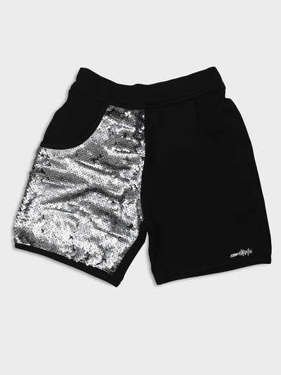Ziama Girls Stylish Sequin Shorts-Black