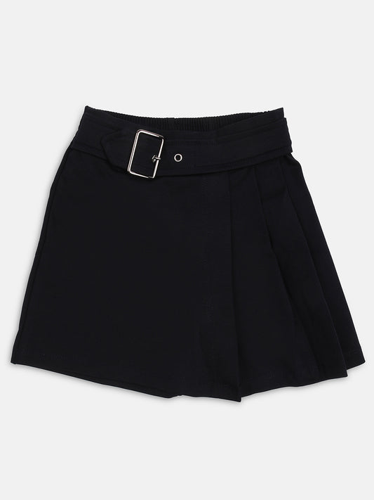 Pampolina Girls Solid Skirt With Belt -Navy