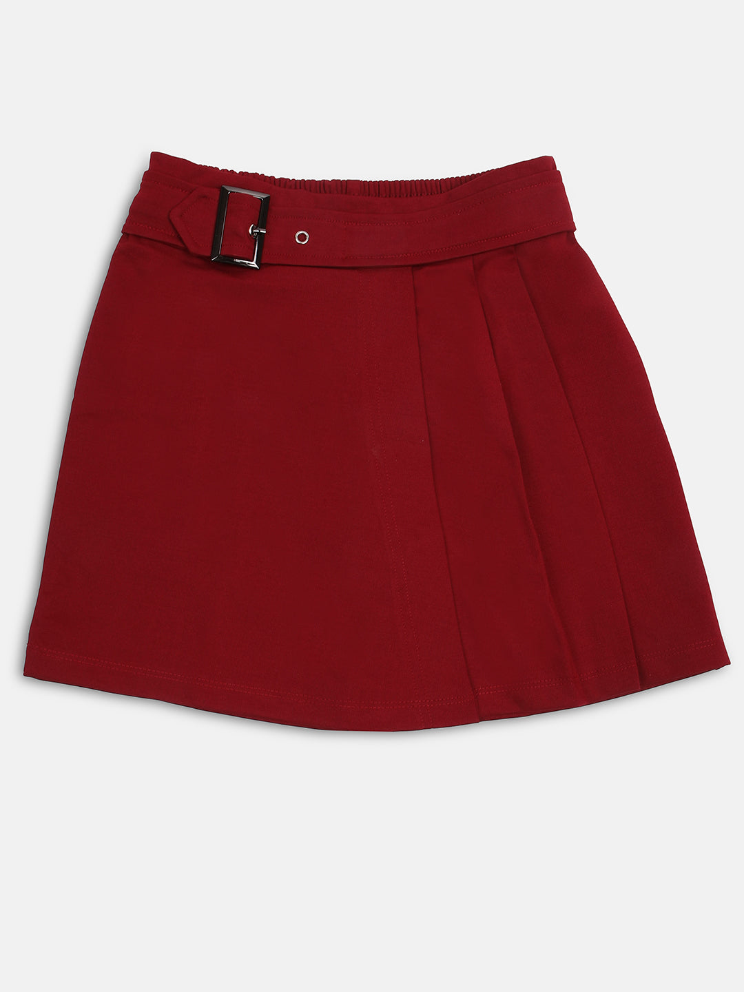 Pampolina Girls Solid Skirt With Belt - Wine