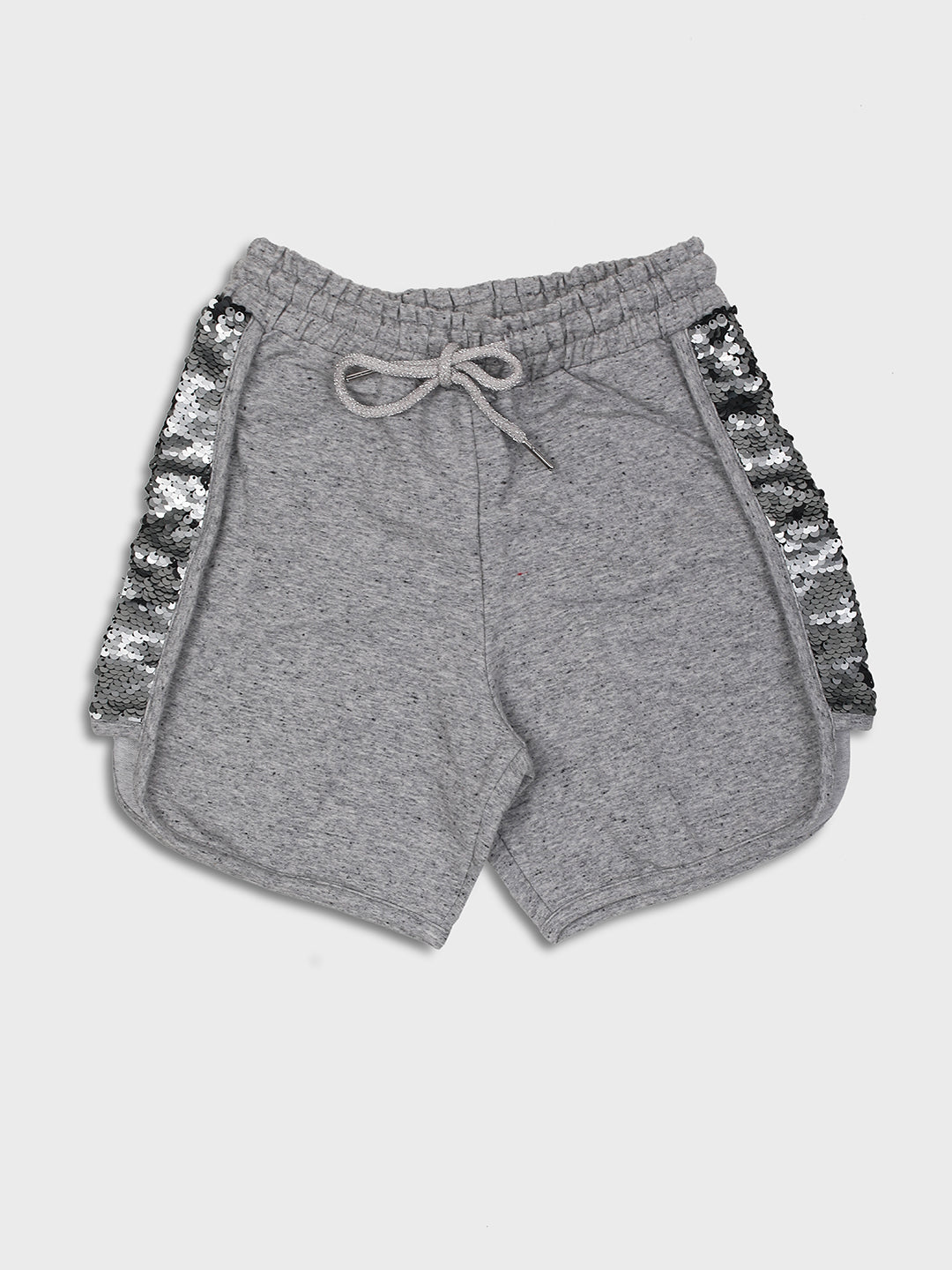 Ziama Girls Stylish Side Sequin Shorts-Grey