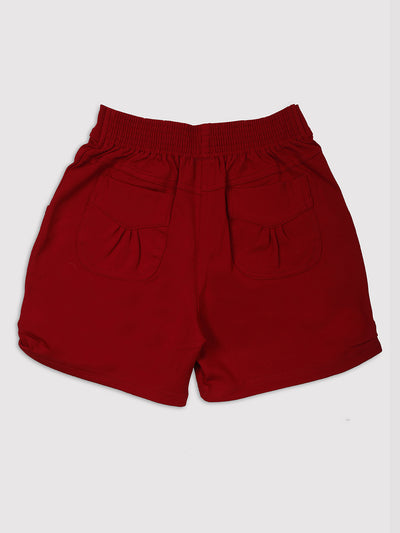Ziama Girls Stylish Solid Shorts-Red