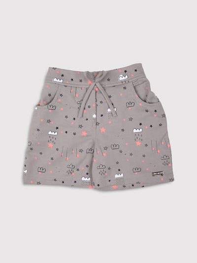 Nins Moda Girls Printed Shorts-Grey