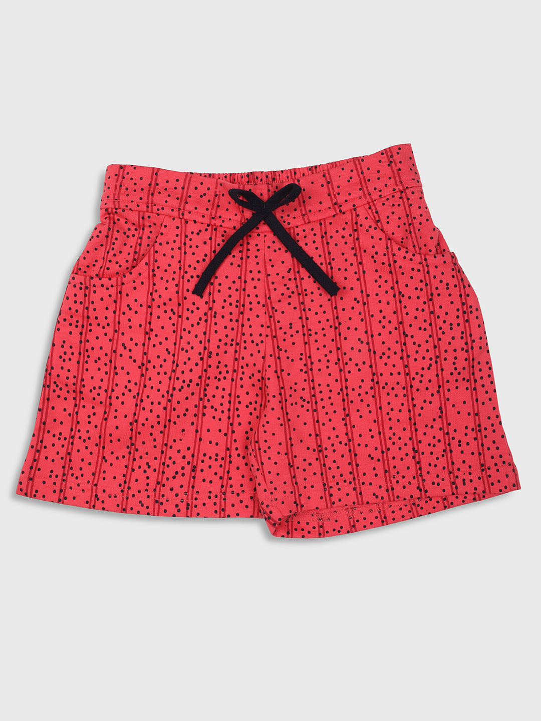 Nins Moda Girls Dot Printed Shorts-Coral