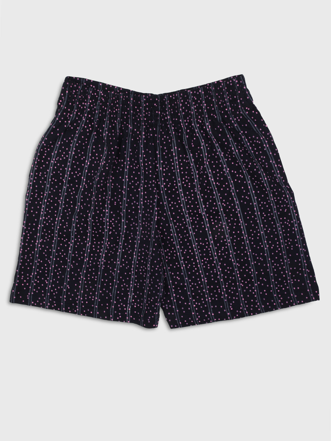 Nins Moda Girls Dot Printed Shorts-Navy