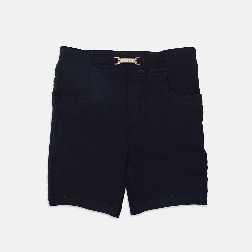 Nins Moda Girls Solid Stylish Shorts- Navy