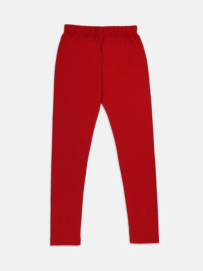 Nins Moda Full Length Solid Leggings - Red