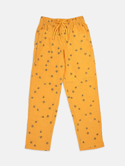 Nins Moda Full Length Stars Printed Track Pants - Mustard