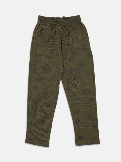 Nins Moda Full Length All Over Printed Track Pants - Olive Green